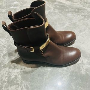 Michael Kors Rory Brown Leather Vero Cuoio Heel Ankle Booties Size 5 EU 35.5